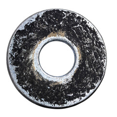 Wall Mural - Old metal washer isolated on a white background