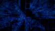 © RocknRoller Studios - Futuristic, Blue Digital Grid background. Network Tech Wallpaper. 3D Render