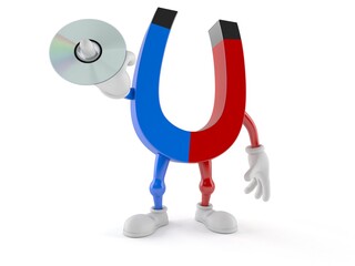 Poster - Horseshoe magnet character holding cd disc