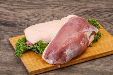 Raw duck breast for cooking