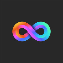 Infinity Logo 3d Geometric Shape, Bright Gradient Endless Loop Tech Symbol.