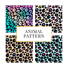 Wall Mural - seamless black and white set leopard pattern print for textile t-shirt vector