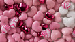 © RocknRoller Studios - Multicolored Heart background. Valentine Wallpaper with Pink, White and Metallic love hearts. 3D Render