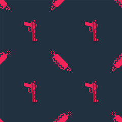 Wall Mural - Set Desert eagle gun and Trap hunting on seamless pattern. Vector.