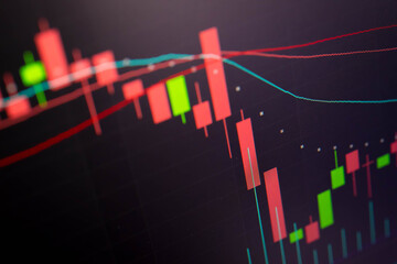 Forex market background, trading on the currency market Forex. Currency exchange rate for world currency: US Dollar, Euro, Frank, Yen. Financial, money, global finance, stock market background.