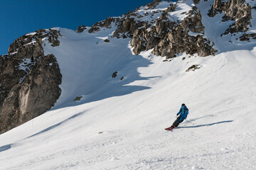 Sticker - Skiing down the slope, Valmorel, Tarentaise Valley, French Alps