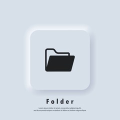 Folder document icon. Folder logo. Vector. UI icon. Neumorphic UI UX white user interface web button.