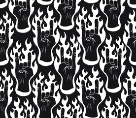 Aufkleber - black and white pattern with horns gesture