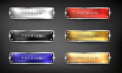 Wall Mural - buttons set web steel on background color black