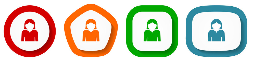Poster - Profile avatar vector icon set, flat design buttons on white background for webdesign and mobile phone apps