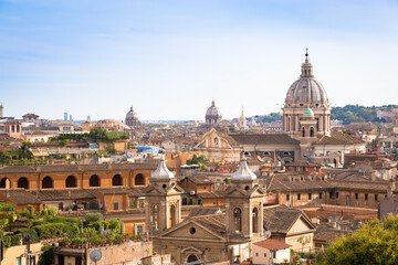 Poster - Rome cityscape with blue sky and clouds, Italy