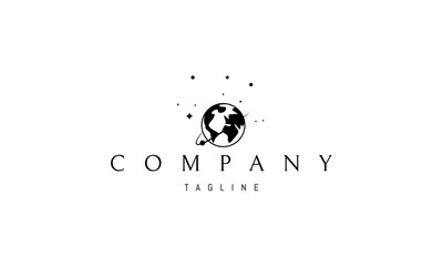 Wall Mural - vector logo on which an abstract image of the planet earth and its satellite.