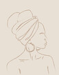 Woman in turban, woman in profile, line art
