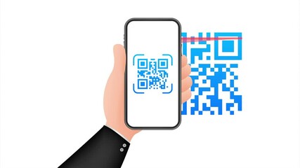 Wall Mural - Scan QR code to Mobile Phone. Electronic, digital technology, barcode. stock illustration.