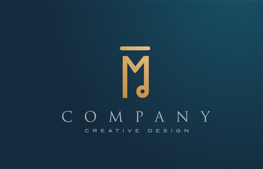 M gold golden alphabet letter icon logo design. Lettering and corporate. Elegant identity template with creative text