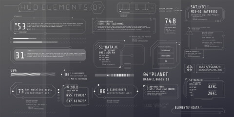 Wall Mural - a set of hud text elements for a futuristic interface.