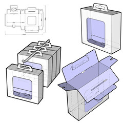 Wall Mural - Box with Shelf Hanger Hole and Die-cut Pattern. The .eps file is full scale and fully functional. Prepared for real cardboard production.