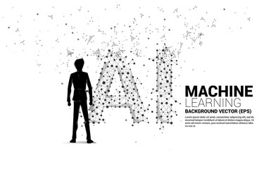 Poster - Polygon dot connect line shaped AI. Concept for machine learning and artificial intelligence.