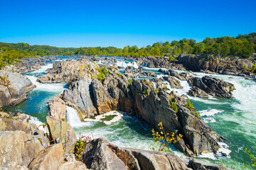 park great falls. view of the potomac river. virginia. usa