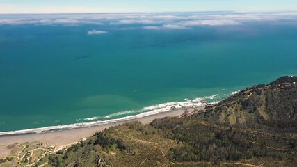 Wall Mural - amazing aerial view of central chilean coastline at puertecillo beach. a rugged landscape from the g
