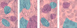 © SG1 - Set of posters with tropical leaves in pastel ink and blue colors. Vector illustration. The design concept for wall decoration, as postcard or brochure design, web banner, or social media background