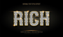 Modern Text Style Effect With Gold And Shiny  Glitter. Editable Text.