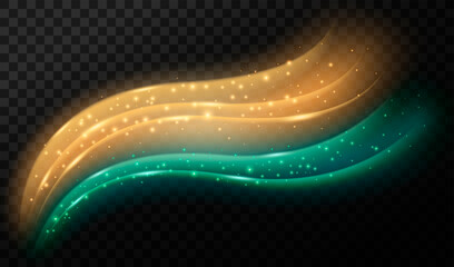 Wall Mural - Dynamic light wave. Glowing bright trail, track and vortex isolated on transparent background