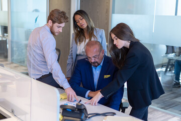 Office employees having a meeting