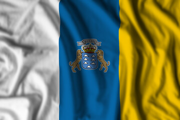 Wall Mural - Canary Islands flag realistic waving