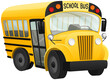 Vector illustration of a yellow cartoon school bus.