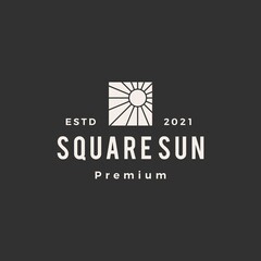 Wall Mural - square sun hipster vintage logo vector icon illustration