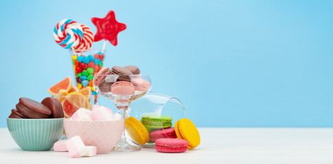 Wall Mural - Various sweets in cocktail glasses