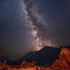 Wall Mural - night photo. the milky way on a background of mountains.