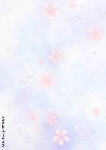 Fototapeta 銀箔とふわふわの桜 幻想的な背景 春の和風背景素材 紫色 桜色 縦型 Sakura Szykowny Sprezyna Fototapety Foteks