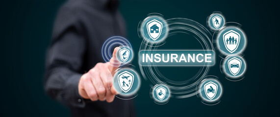 Wall Mural - Man touching an insurance concept