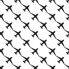 Wall Mural - Seamless pattern of aircraft planes in the sky. Can be used for wallpaper, vector illustration on white background 