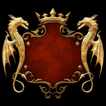 Fantasy Heraldic Frame With Dragons