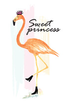 Sweet Princess Cute  Flamingo  With Crown Sweet Vector Design For Apparel And Other 