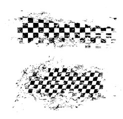 Race flag grunge pattern, vector checkered monochrome sport racing flag texture isolated on white background. Symbol for motocross sports tournament, car rally competition, checker design element