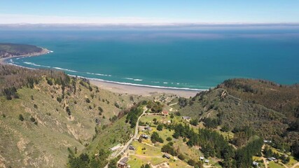 Wall Mural - amazing aerial view of central chilean coastline at puertecillo beach. a rugged landscape from the g