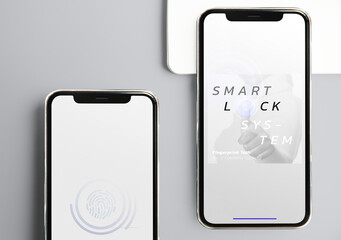 Poster - Smart lock on mobile screen innovative future technology