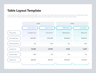 Leinwandbilder - Modern business advanced table layout template with place for your content. Flat design, easy to use for your website or presentation.