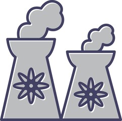 Canvas Print - Unique Nuclear Plant Vector Line Icon