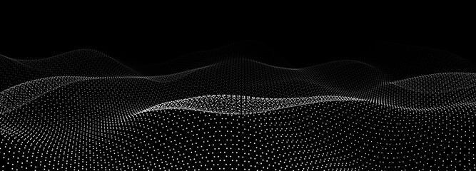 Fototapete - Abstract gradient wave of particles. Hexagon cyber structure. Big data. Digital background. Futuristic vector illustration.