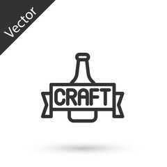 Sticker - Grey line Beer bottle icon isolated on white background. Vector.