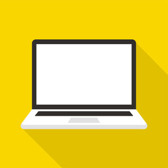 Wall Mural - laptop flat vector icon. personal computer isolated on background. portable laptop mock up with long