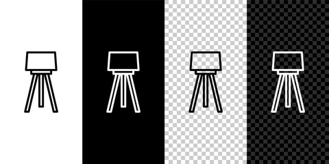 Set line Floor lamp icon isolated on black and white,transparent background. Vector.