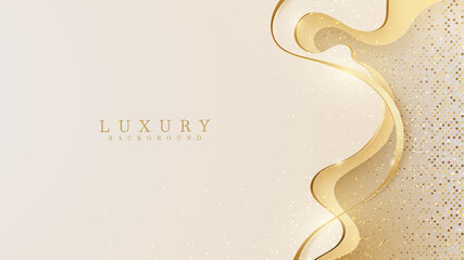 abstract yellow luxury background with golden line , realistic paper cut style 3d. vector illustrati