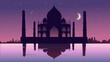 Vector illustration of Taj Mahal, India, night, night sky, starry sky, stars for banners, for prints, for print, for background