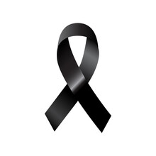 Picture Of A Black Tie. Mourning Symbol. Transparent Background.